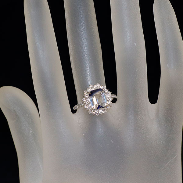 Pt900 スリランカ産非加熱バイカラーサファイア ダイヤモンド リング 2.53ct D0.65ct