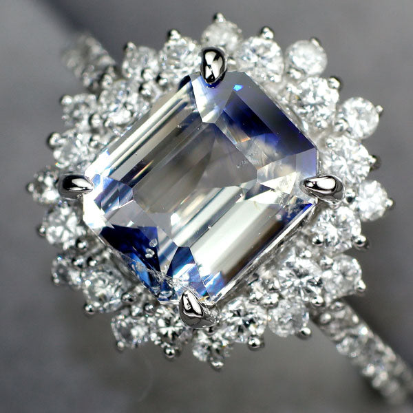 Pt900 スリランカ産非加熱バイカラーサファイア ダイヤモンド リング 2.53ct D0.65ct