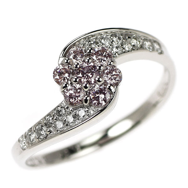 希少 Pt900 天然ピンク ダイヤモンド リング 0.34ct D0.14ct