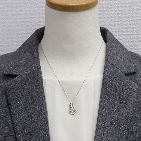 セイレーンアズーロ Pt900/ Pt850 ローズカットダイヤモンド ペンダントネックレス 0.01ct D0.28ct 孔雀の羽