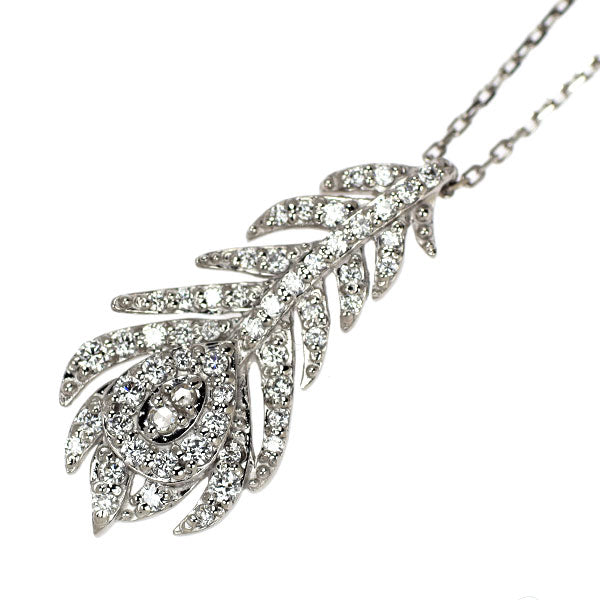 セイレーンアズーロ Pt900/ Pt850 ローズカットダイヤモンド ペンダントネックレス 0.01ct D0.28ct 孔雀の羽