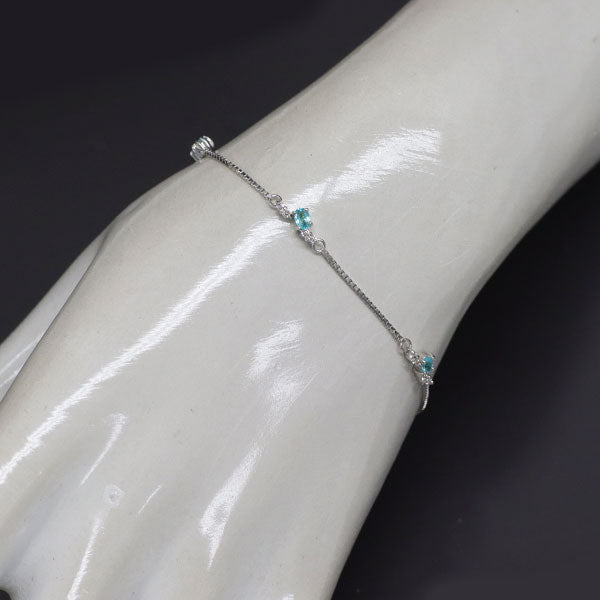 K18WG パライバトルマリン ダイヤモンド ブレスレット 0.20ct D0.12ct