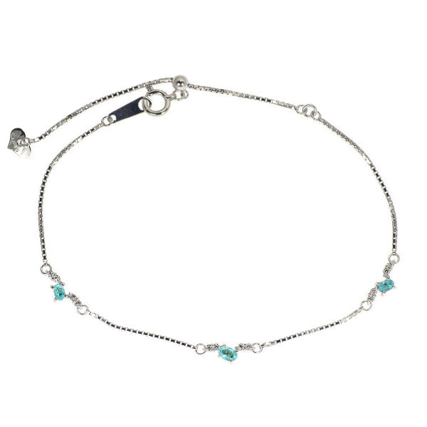K18WG パライバトルマリン ダイヤモンド ブレスレット 0.20ct D0.12ct