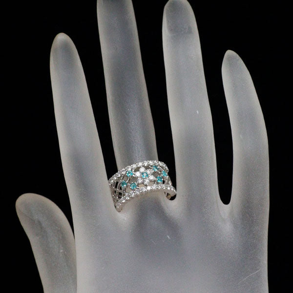 Pt900 パライバ トルマリン ダイヤモンド リング 0.23ct D0.88ct 希少 フラワー