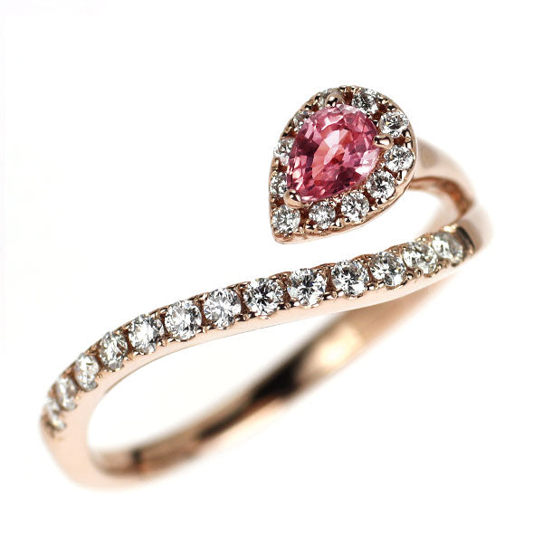 K18PG パパラチアサファイア ダイヤモンド リング 0.202ct D0.21ct