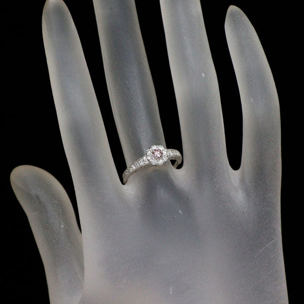 希少 Pt900 天然ピンクダイヤモンド リング 0.126ct D0.31ct フラワー