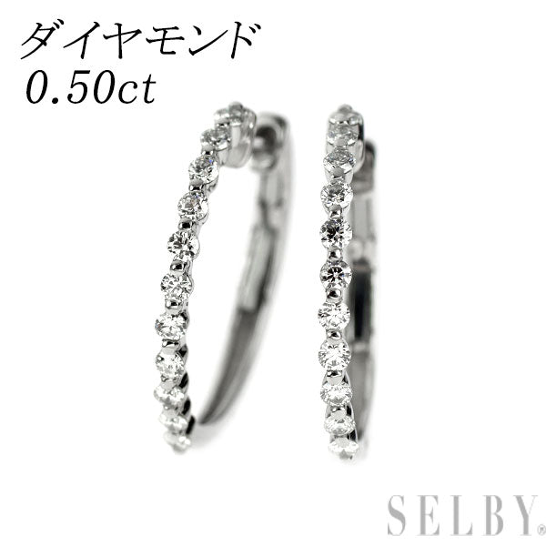 Pt900 ダイヤモンド ピアス 0.50ct フープ