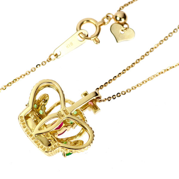 笠原真寿美 K18YG ルビー ツァボライト オレンジサファイア ダイヤ ペンダントネックレス 0.20ct T0.27ct OS0.03ct D0.04ct 王冠