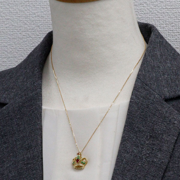 笠原真寿美 K18YG ルビー ツァボライト オレンジサファイア ダイヤ ペンダントネックレス 0.20ct T0.27ct OS0.03ct D0.04ct 王冠