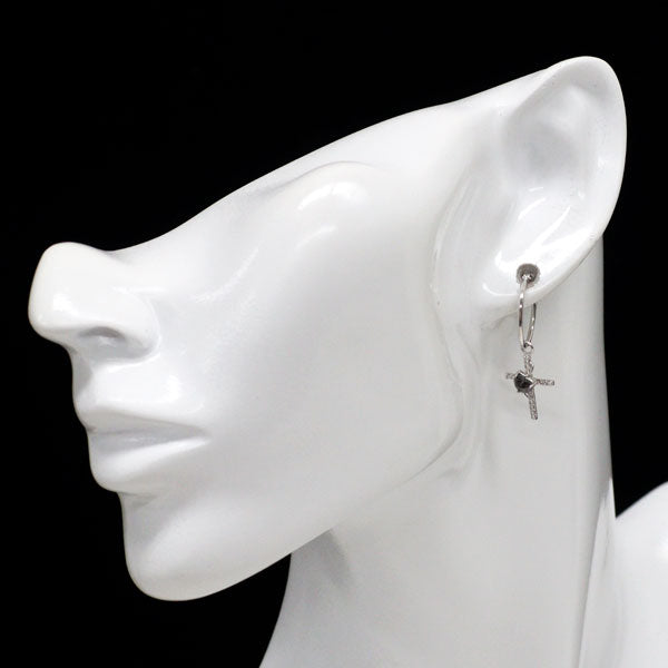 K18WG/K14WG ブラック/カラーレス ダイヤモンド ピアス 0.55ct D0.20ct クロス ハート 2WAY