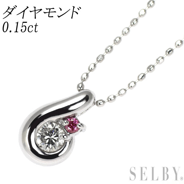 K18WG トリートピンク/カラーレス ダイヤモンド ペンダントネックレス 0.15ct