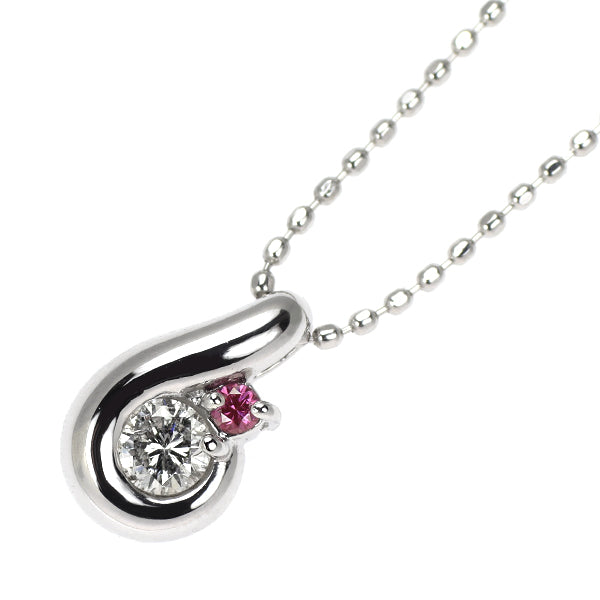 K18WG トリートピンク/カラーレス ダイヤモンド ペンダントネックレス 0.15ct