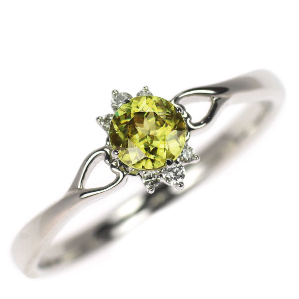 K18WG スフェーン ダイヤモンド リング 0.50ct D0.04ct 希少