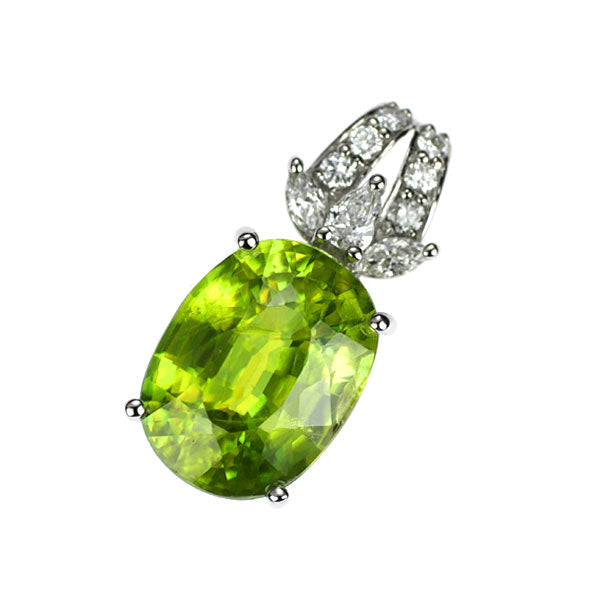 GSTV Pt990 スフェーン ダイヤモンド ペンダントトップ 3.35ct D0.14ct