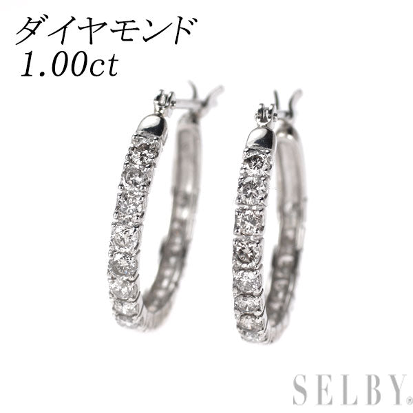 Pt900 ダイヤモンド ピアス 1.00ct フープ