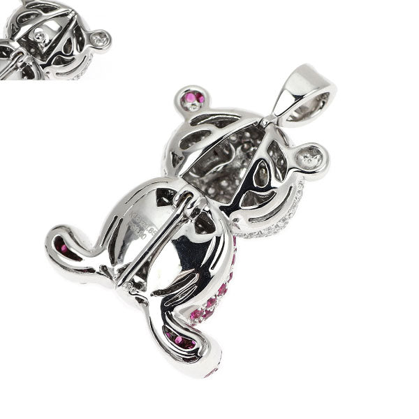 K18WG ピンクサファイア ブラックカルセドニー ダイヤモンド ペンダントトップ 0.90ct D0.85ct パンダ