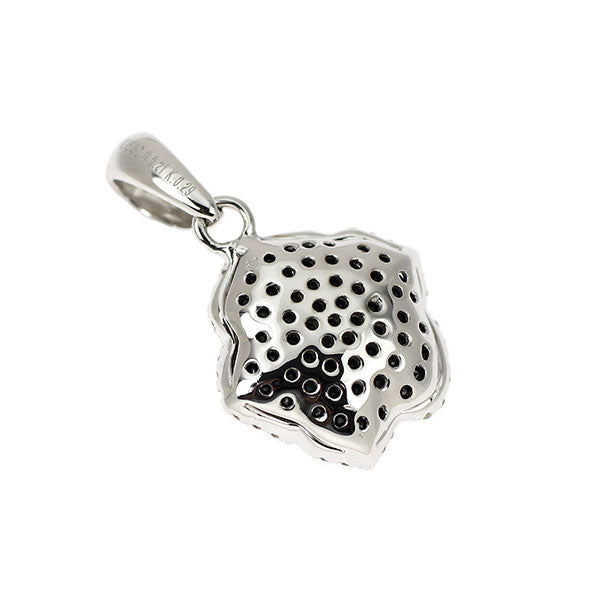 K18WG ブラックダイヤモンド ペンダントトップ 0.29ct D0.21ct フラワー