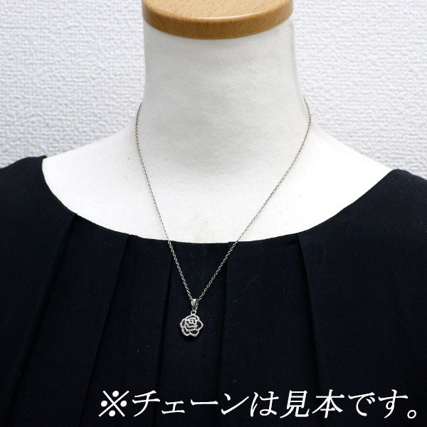 K18WG ブラックダイヤモンド ペンダントトップ 0.29ct D0.21ct フラワー