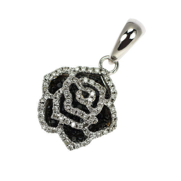 K18WG ブラックダイヤモンド ペンダントトップ 0.29ct D0.21ct フラワー