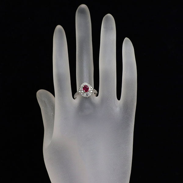 Pt900 ルビー ダイヤモンド リング 0.69ct D0.37ct