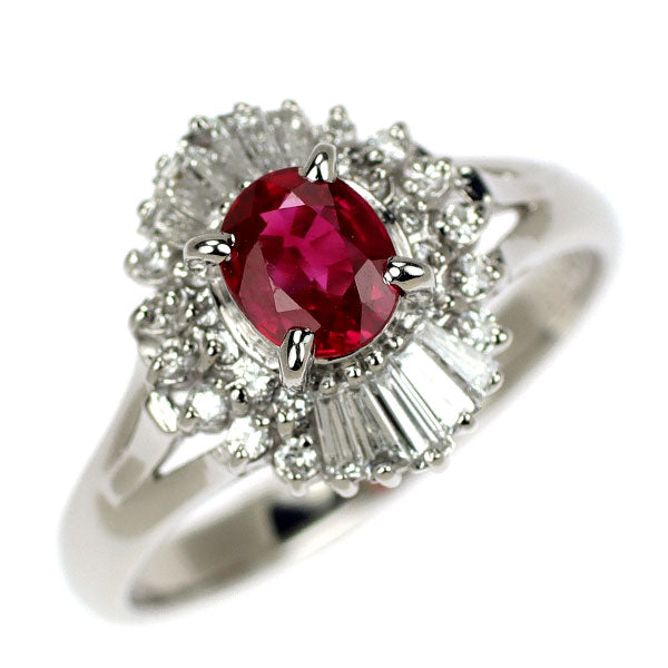 Pt900 ルビー ダイヤモンド リング 0.69ct D0.37ct