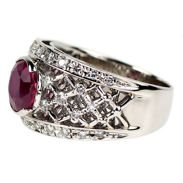 Pt900 ビルマ/ミャンマー産 ルビー ダイヤモンド リング 2.039ct D0.56ct