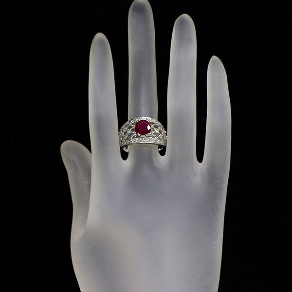 Pt900 ビルマ/ミャンマー産 ルビー ダイヤモンド リング 2.039ct D0.56ct