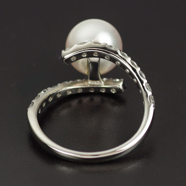 Pt900 アコヤ真珠 ダイヤモンド リング 径約9.1mm D0.70ct