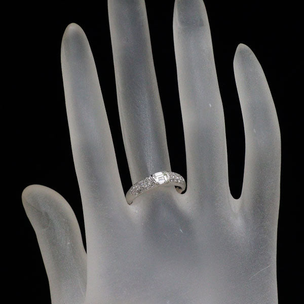 Pt900 エメラルドカット ダイヤモンド リング 0.460ct D0.21ct