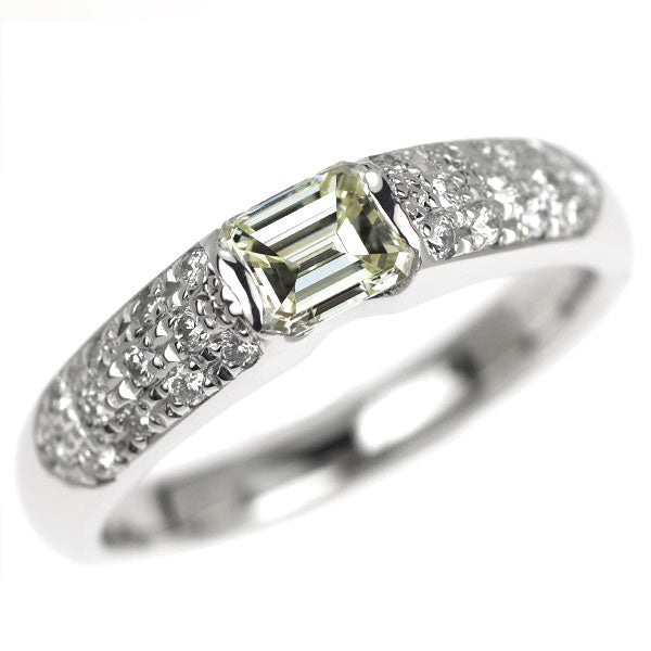 Pt900 エメラルドカット ダイヤモンド リング 0.460ct D0.21ct