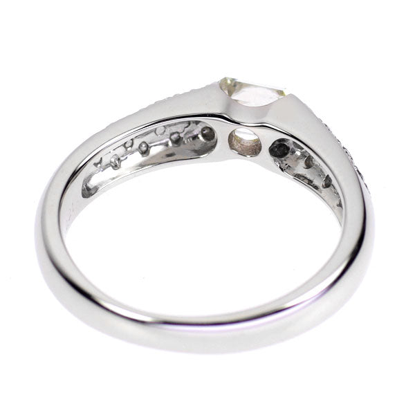 Pt900 エメラルドカット ダイヤモンド リング 0.460ct D0.21ct