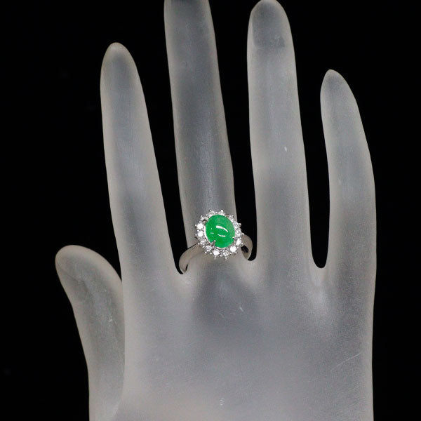 Pt900 翡翠 ダイヤモンド リング 2.03ct D0.57ct