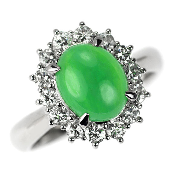 Pt900 翡翠 ダイヤモンド リング 2.03ct D0.57ct