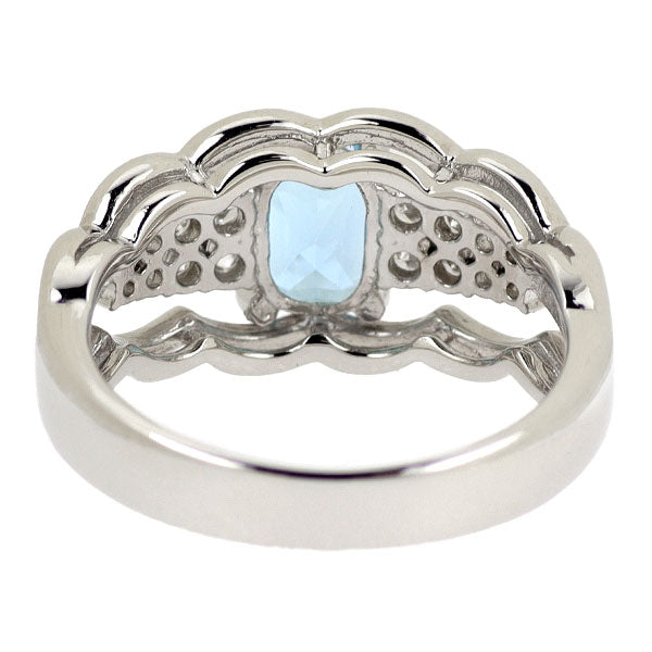 Pt900 アクアマリン ダイヤモンド リング 0.87ct D0.30ct