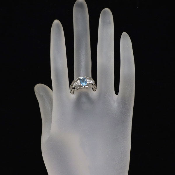 Pt900 アクアマリン ダイヤモンド リング 0.87ct D0.30ct