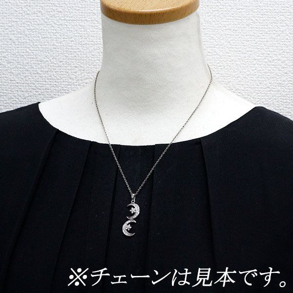 K18WG ダイヤモンド ペンダントトップ 0.39ct フラワー 月