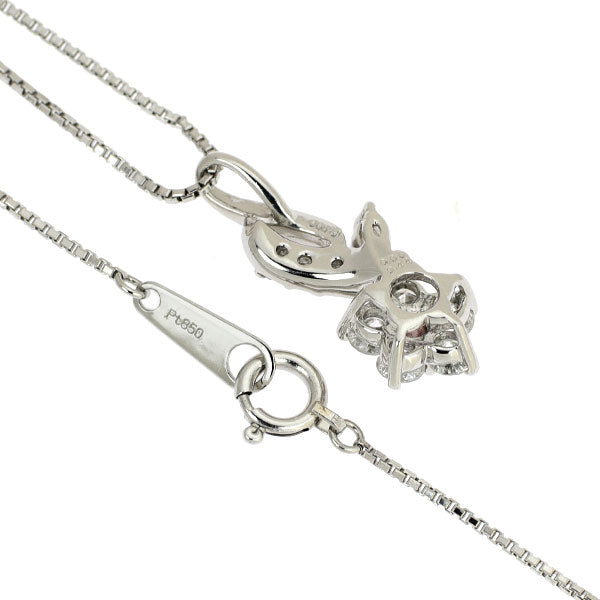 希少 Pt900/Pt850 天然ピンクダイヤモンド ペンダントネックレス 0.05ct D0.44ct フラワー