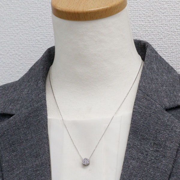 K18WG ダイヤモンド ペンダントネックレス 0.50ct フラワー