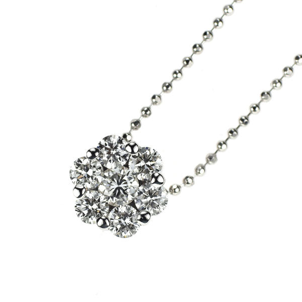 K18WG ダイヤモンド ペンダントネックレス 0.50ct フラワー