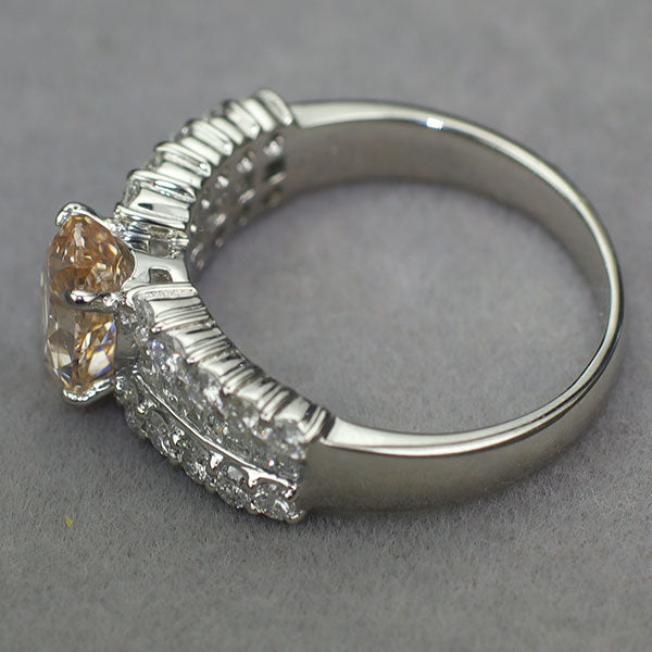 Pt900 タイプ2a証明書付 天然ピンキッシュオレンジダイヤモンド ダイヤモンド リング 1.796ct FPO SI2 D1.00ct
