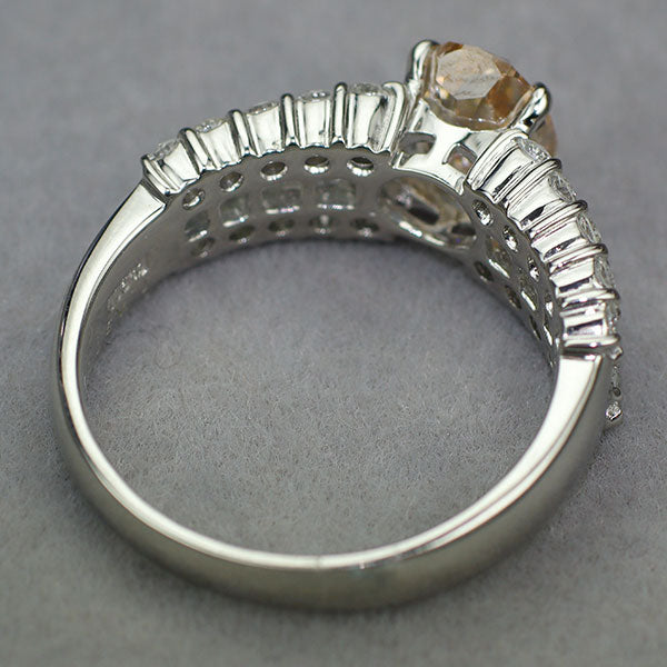 Pt900 タイプ2a証明書付 天然ピンキッシュオレンジダイヤモンド ダイヤモンド リング 1.796ct FPO SI2 D1.00ct