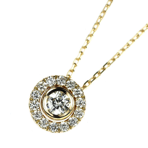 K18YG ダイヤモンド ペンダントネックレス 0.150ct D0.14ct リバーシブル セパレート