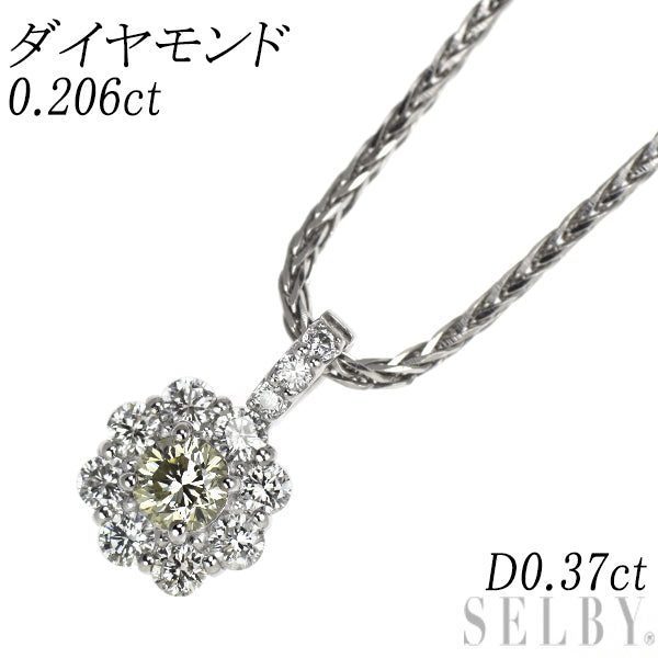 Pt900/ Pt850 ダイヤモンド ペンダントネックレス 0.206ct D0.37ct フラワー