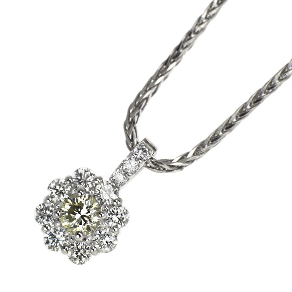 Pt900/ Pt850 ダイヤモンド ペンダントネックレス 0.206ct D0.37ct フラワー