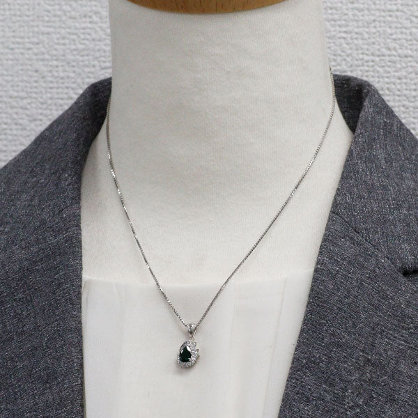 Pt900/ Pt850 クロムトルマリン ダイヤモンド ペンダントネックレス 0.61ct D0.30ct