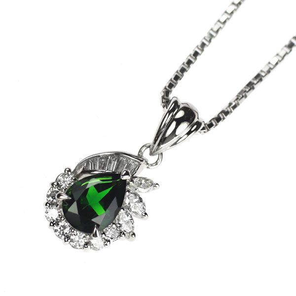 Pt900/ Pt850 クロムトルマリン ダイヤモンド ペンダントネックレス 0.61ct D0.30ct