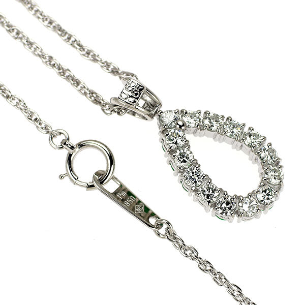 Pt850 エメラルド ダイヤモンド ペンダントネックレス 0.65ct D0.65ct リバーシブル