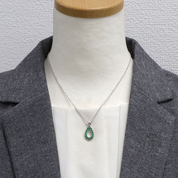 Pt850 エメラルド ダイヤモンド ペンダントネックレス 0.65ct D0.65ct リバーシブル