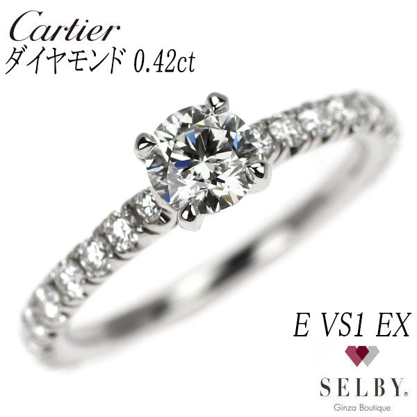 カルティエ Pt950 ダイヤモンド リング 0.42ct E VS1 EX ソエタンセルドゥソリテール 48号 《セルビー銀座店》【中古】