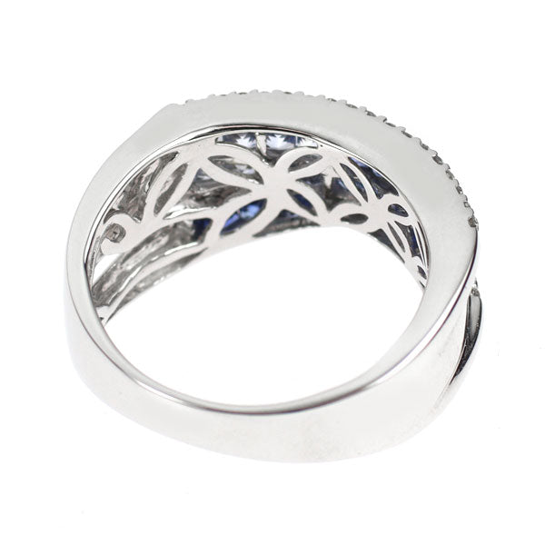 K18WG サファイア ダイヤモンド リング 1.20ct D0.20ct ミステリーセッティング